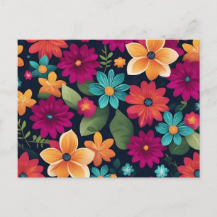 Carte Postale Motif floral de printemps dynamique