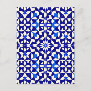 Carte Postale Motif floral géométrique bleu marine
