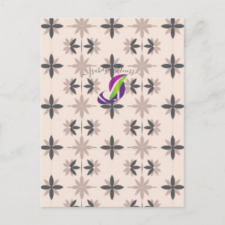 Carte Postale Motif floral géométrique moderne du milieu du sièc