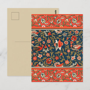 Carte Postale Motif floral indo-persan bohème vintage rouge