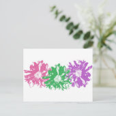 Carte Postale Motif Floral Rose, Vert, Violet (Debout devant)