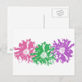 Carte Postale Motif Floral Rose, Vert, Violet (Devant / Derrière)