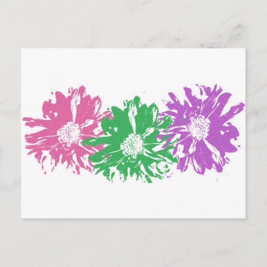 Carte Postale Motif Floral Rose, Vert, Violet (Devant)