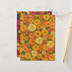 Carte Postale Motif floral sans couture de l'automne chaud Peint