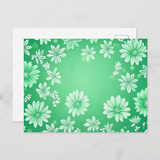 Carte Postale Motif floral sur fond vert (Devant / Derrière)