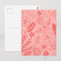 Motif floral tropical rouge corail
