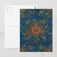 Motif Floral Vintage Japonais Bleu Royal