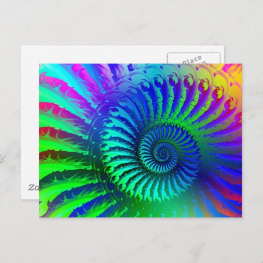 Carte Postale Motif fou bleu fractal (Devant / Derrière)