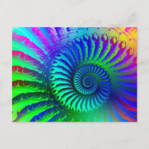 Carte Postale Motif fou bleu fractal