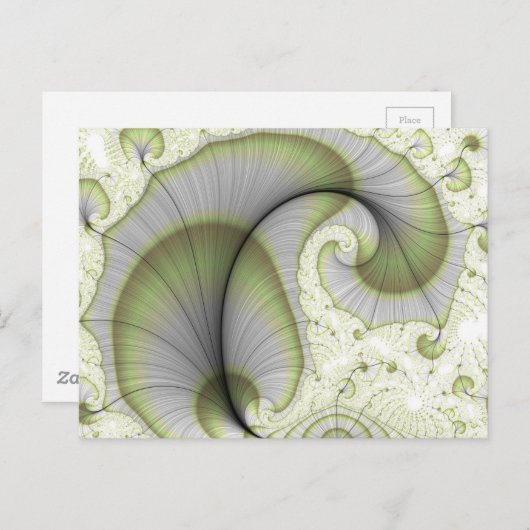 Carte Postale Motif fractal Abstrait vert feuilles (Devant / Derrière)