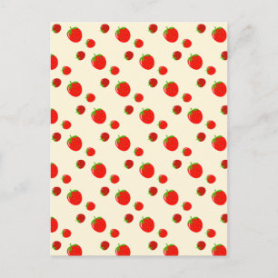 Carte Postale Motif fraise rouge sur rose pâle