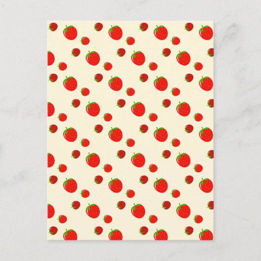 Carte Postale Motif fraise rouge sur rose pâle (Devant)