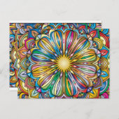Carte Postale Motif Géométrique Abstrait de Fleur de Mandala Col (Devant / Derrière)