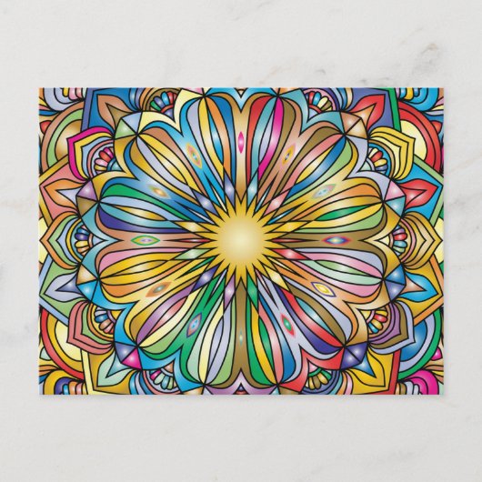 Carte Postale Motif Géométrique Abstrait de Fleur de Mandala Col (Devant)