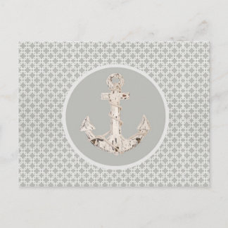 Carte Postale Motif géométrique beige Preppy Ancre nautique