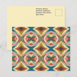 Carte Postale Motif géométrique de blocs de couleur Art Pop Rétr