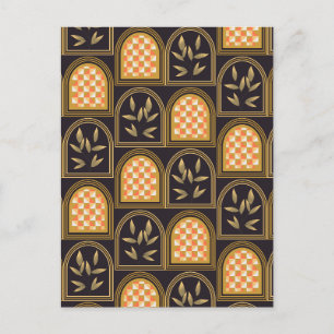 Carte Postale Motif géométrique floral Art Déco de luxe sans cou