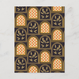 Carte Postale Motif géométrique floral Art Déco de luxe sans cou