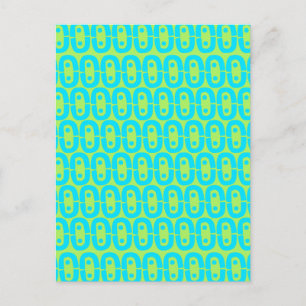 Carte Postale Motif géométrique turquoise et vert lime