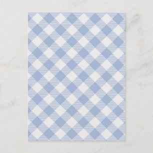 Carte Postale Motif Gingham Bleu Clair Imprimé Carreaux Classiqu