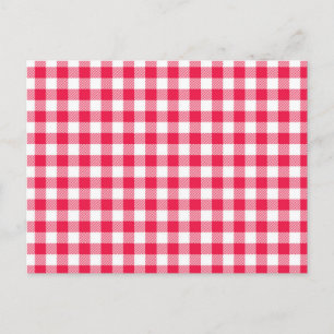 Carte Postale Motif Gingham Rouge et Blanc Classique Rustique