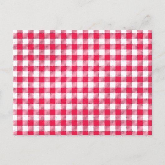 Carte Postale Motif Gingham Rouge et Blanc Classique Rustique (Devant)
