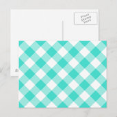 Carte Postale Motif Gingham Turquoise (Devant / Derrière)