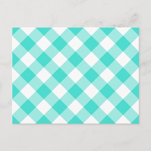 Carte Postale Motif Gingham Turquoise (Devant)