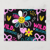 Carte Postale Motif graffiti fleur smiley mode (Devant)
