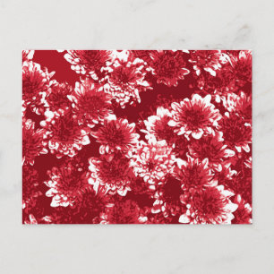 Carte Postale Motif graphique moderne de dahlia, rouge foncé et 