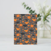 Carte Postale Motif Helloween | citrouille, chauve-souris, feuil (Debout devant)