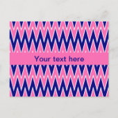 Carte Postale Motif Hot Rose et Navy Blue Zigzag (Devant)