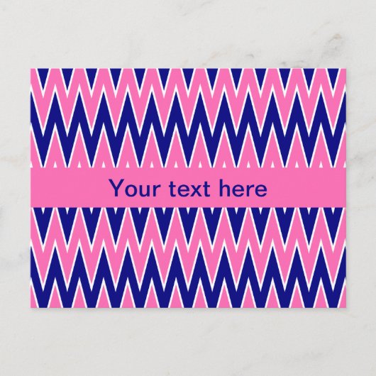 Carte Postale Motif Hot Rose et Navy Blue Zigzag (Devant)