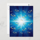 Carte Postale Motif Ichthus | Symbole de poisson chrétien (Devant / Derrière)