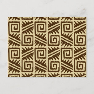 Carte Postale Motif Ikat Aztec - Brown foncé et Tan