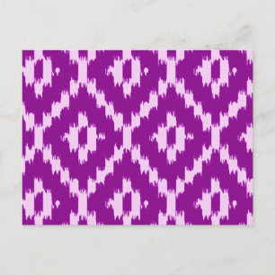 Carte Postale Motif Ikat - Violet améthyste et orchidée