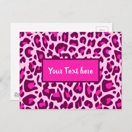 Carte Postale Motif imprimé animalier léopard rose vif (Devant / Derrière)