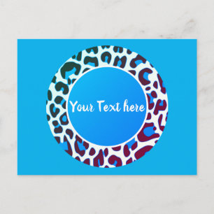 Carte Postale Motif imprimé léopard bleu vif en cercle