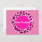 Carte Postale Motif imprimé léopard cercle mode rose (Devant / Derrière)