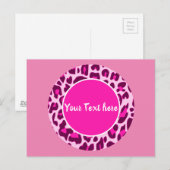 Carte Postale Motif imprimé léopard rose mode cercle (Devant / Derrière)