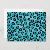 Carte Postale Motif imprimé léopard sarcelle. (Devant / Derrière)