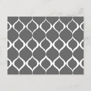 Carte Postale Motif imprimé tribal Ikat géométrique gris charbon