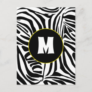 Carte Postale Motif Imprimé Zèbre Noir et Blanc Audacieux