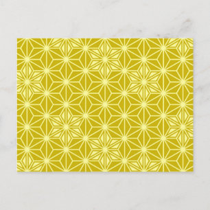 Carte Postale Motif japonais Asanoha - or moutarde