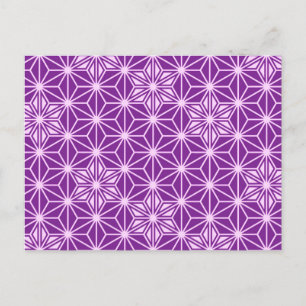 Carte Postale Motif japonais Asanoha - pourpre améthyste