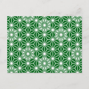 Carte Postale Motif japonais Asanoha - vert pin