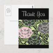 Carte Postale Motif japonais kimono rose floral (Devant / Derrière)