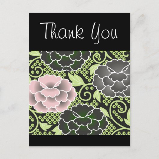 Carte Postale Motif japonais kimono rose floral (Devant)