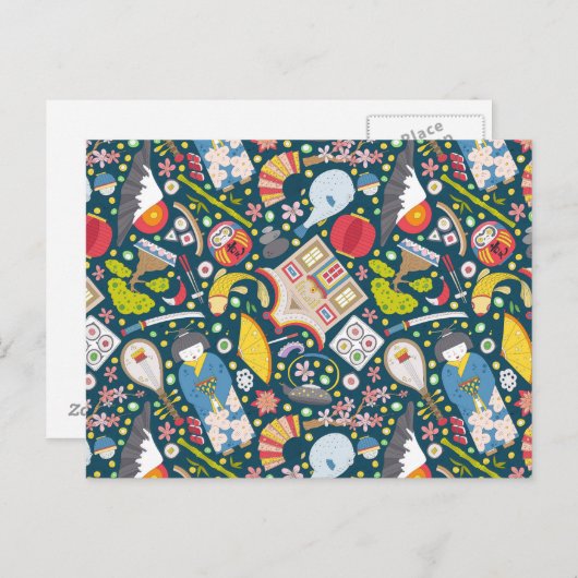 Carte Postale Motif japonais sans joint (Devant / Derrière)