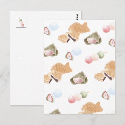 Carte Postale Motif japonais Wagashi (Devant / Derrière)